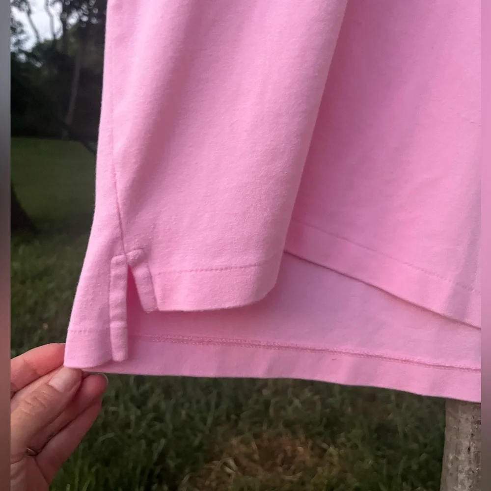 Ralph Lauren Pink Polo Buttoned Collared Shirt Yellow Logo Emblem Girls 14-16